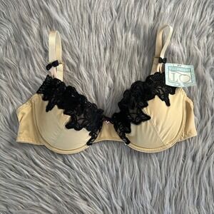 Vintage Q-T Intimates Lightly Lined Bra Womens Size 36B Floral Lace Underwire